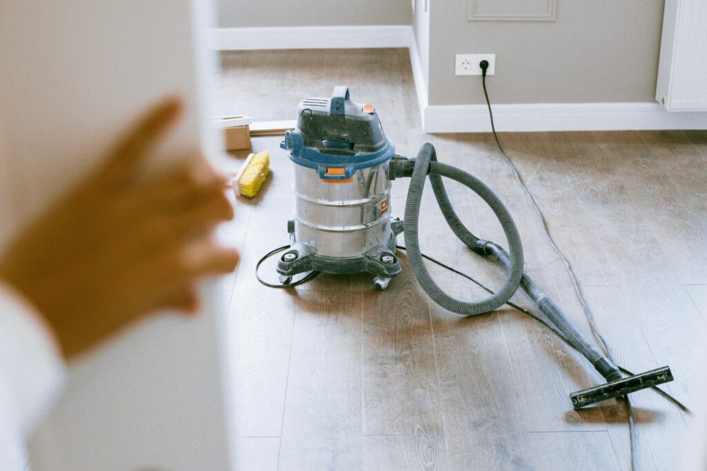 Industrial vacuum cleaner in a newly renovated apartment for a spotless finish.